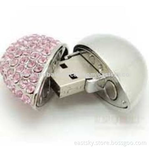 Promotional Jewelry Heart USB Flash Drive, Made of Metal and Jewelry Shell, 64MB to 32GB Capacity